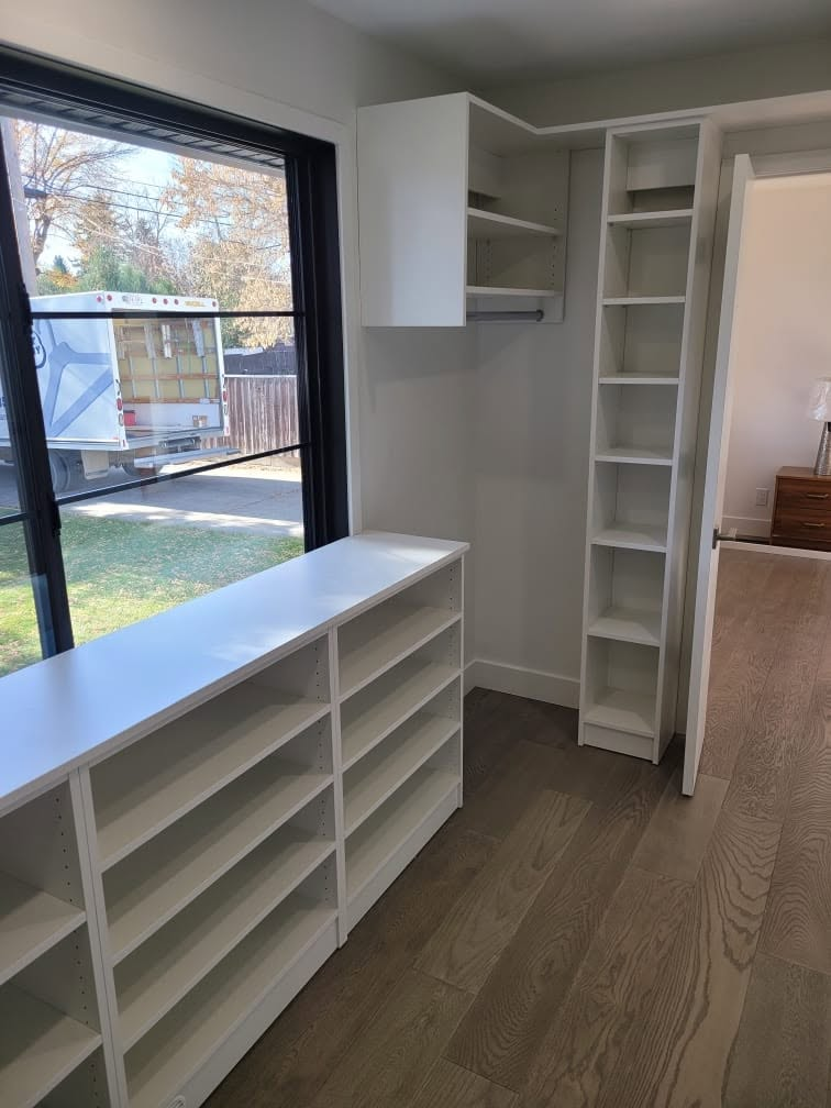 White shelving with window